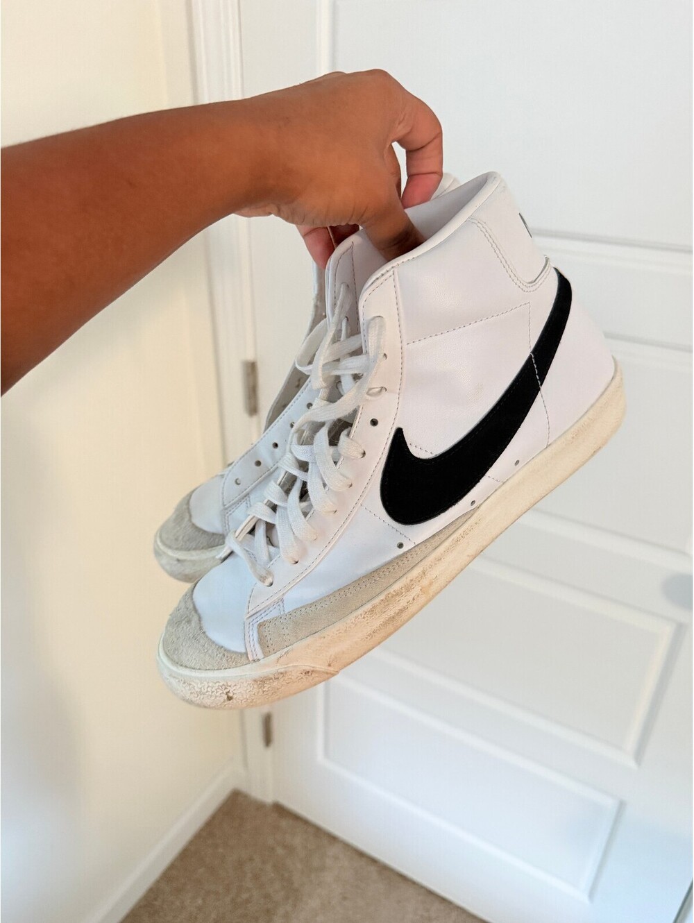 Y2K Nike Blazer Mid ’77 Sporty Vintage White/Black High-Top Sneakers | Size 11
